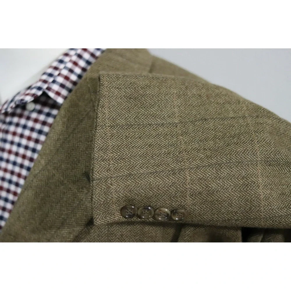 Brooks Brothers sport coat jacket - brown windowpane herringbone, 2‎ button, 43L